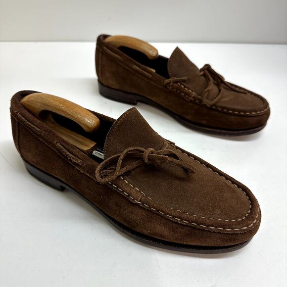 EXCELLENT Carmina x Epaulet Snuff Brown Suede String Loafers Hand Grade 7.5 - Picture 4 of 12